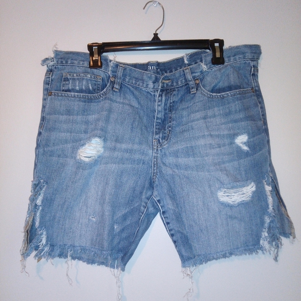 Distressed denim shorts